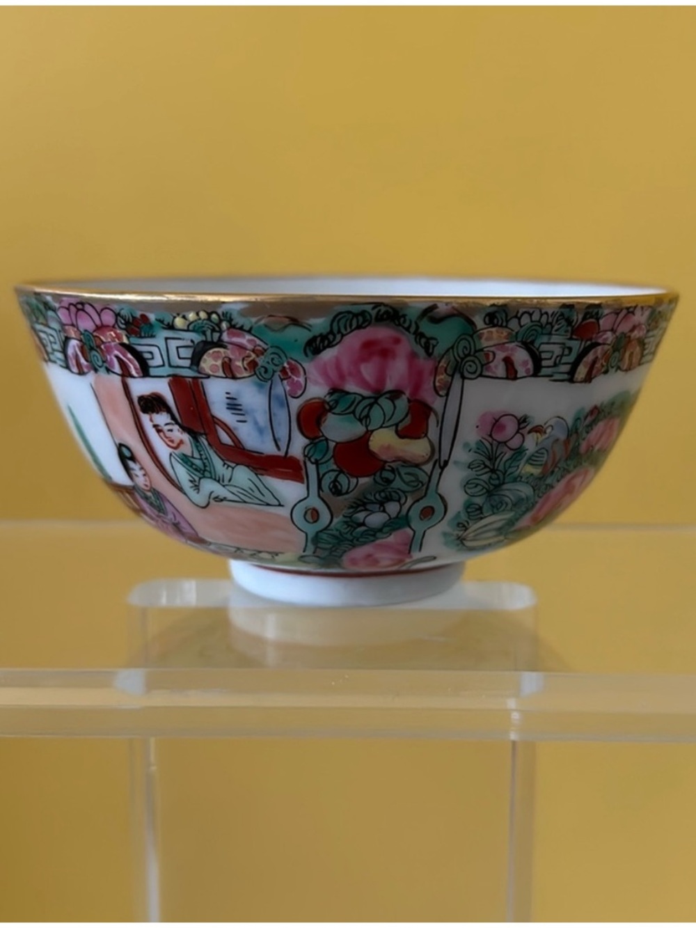 Vintage Y.Y. Japanese Porcelain Ware Small Rice Bowl Decorated In Hong Kong